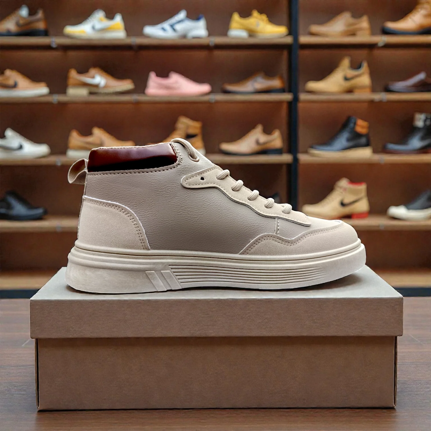 319 Cream Brown Men’s Comfort Sneakers – Casual Walking Shoes - Image 4