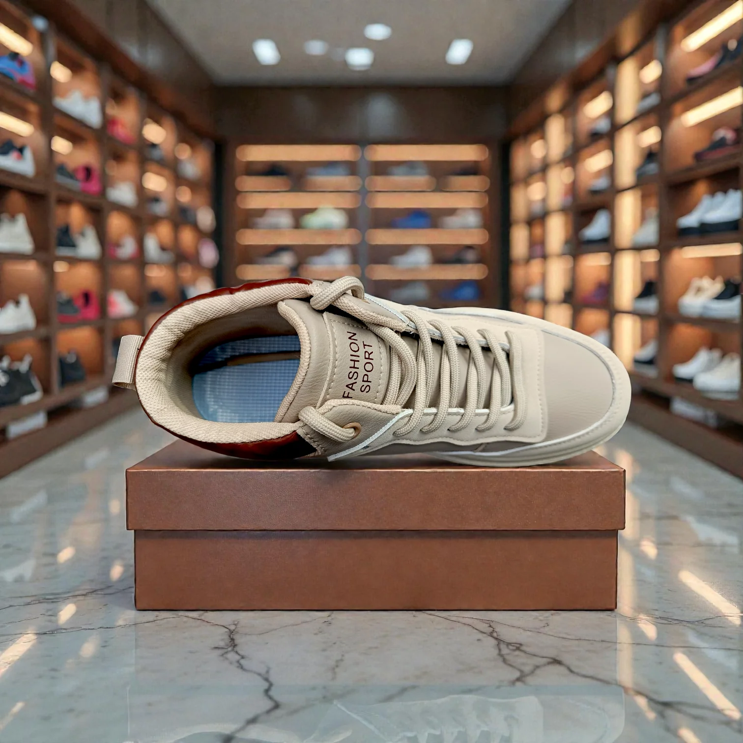 319 Cream Brown Men’s Comfort Sneakers – Casual Walking Shoes - Image 6