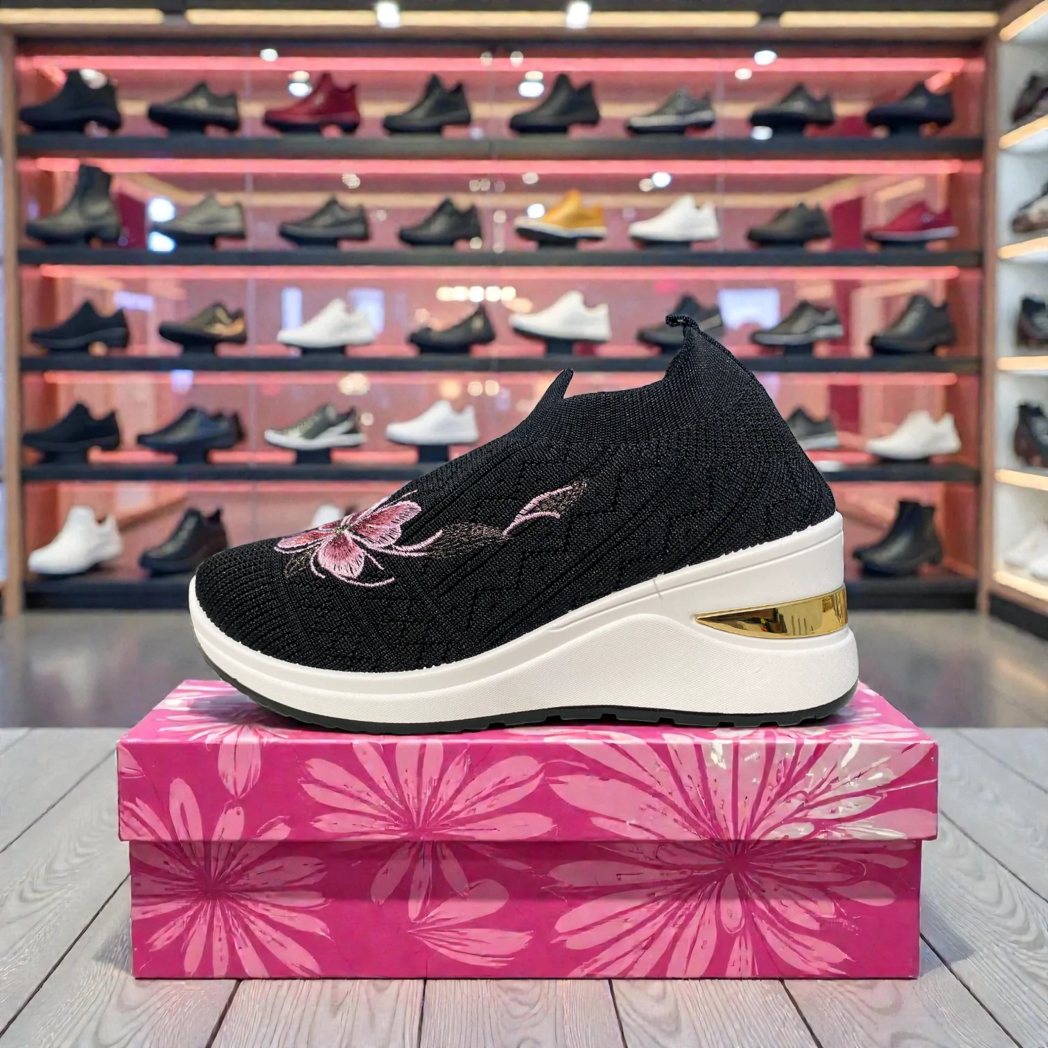 404 - Black Knit High Loafer For Girls - Image 10