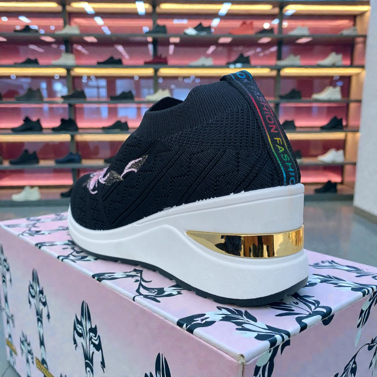 404 - Black Knit High Loafer For Girls - Image 6