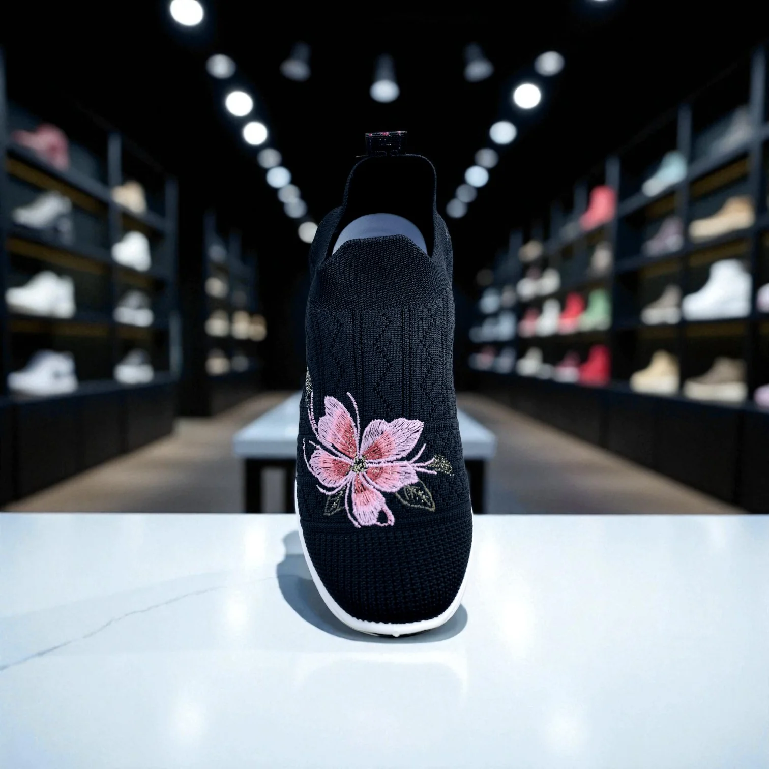 404 - Black Knit High Loafer For Girls - Image 7