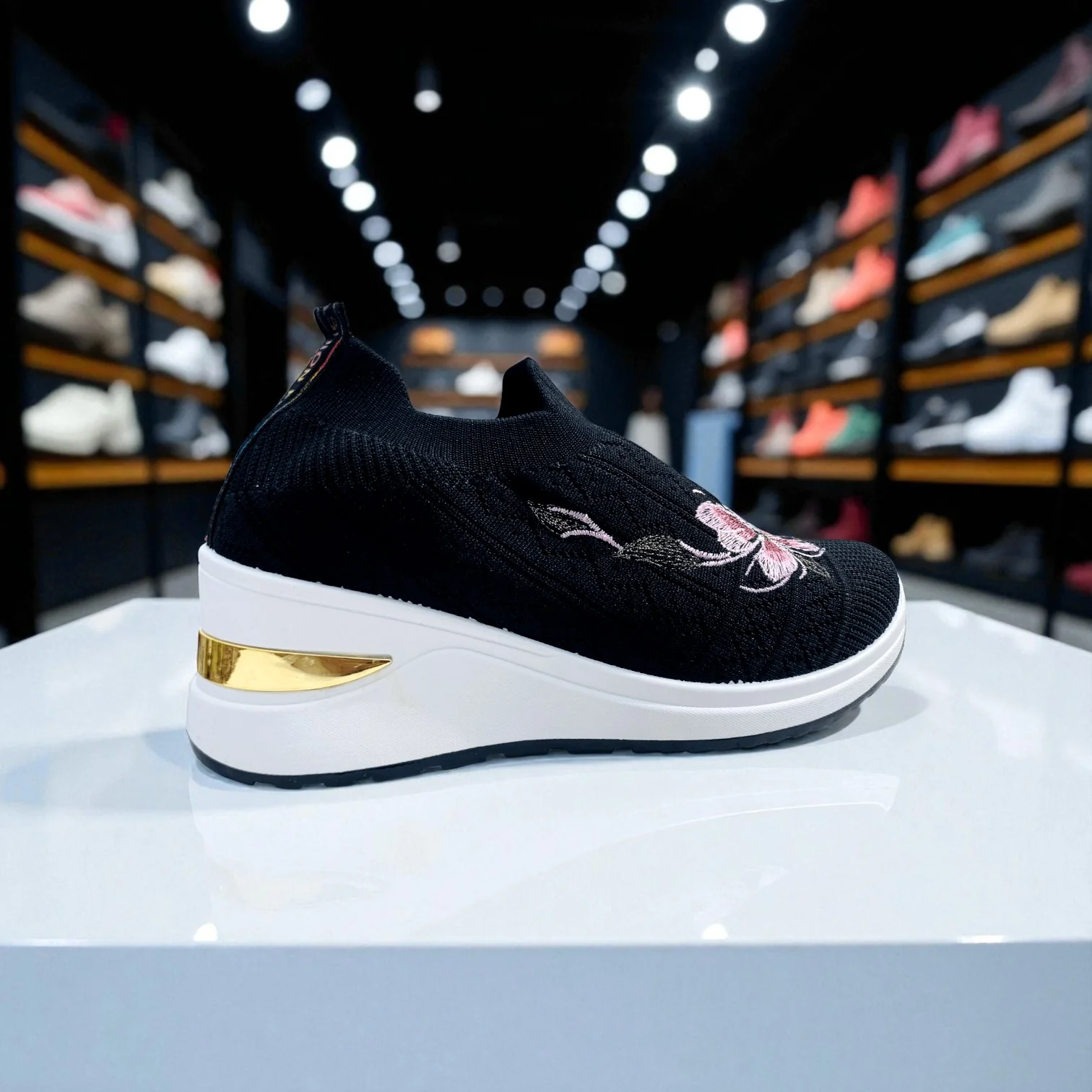 404 - Black Knit High Loafer For Girls - Image 9