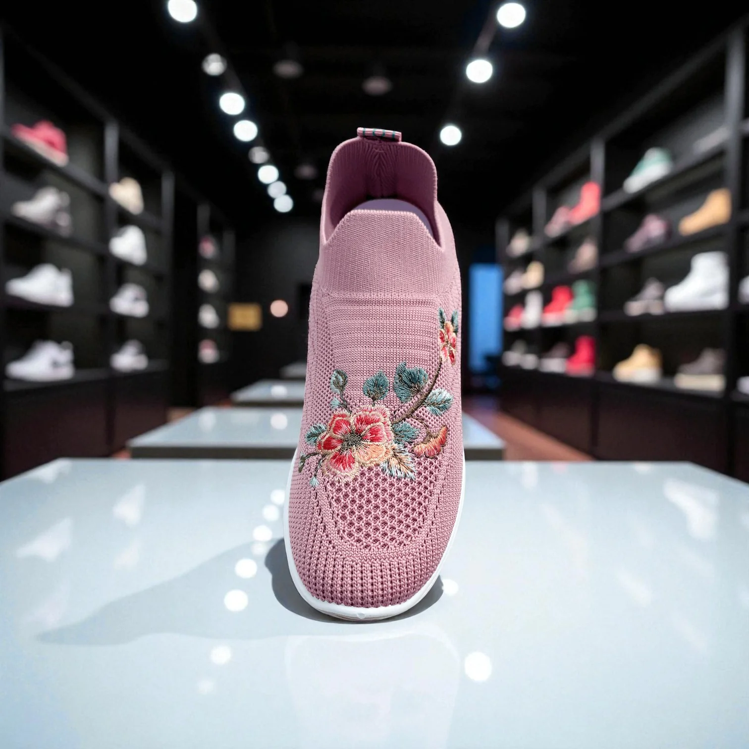 406 - Pink Bloom Knit Sneaker - Image 3