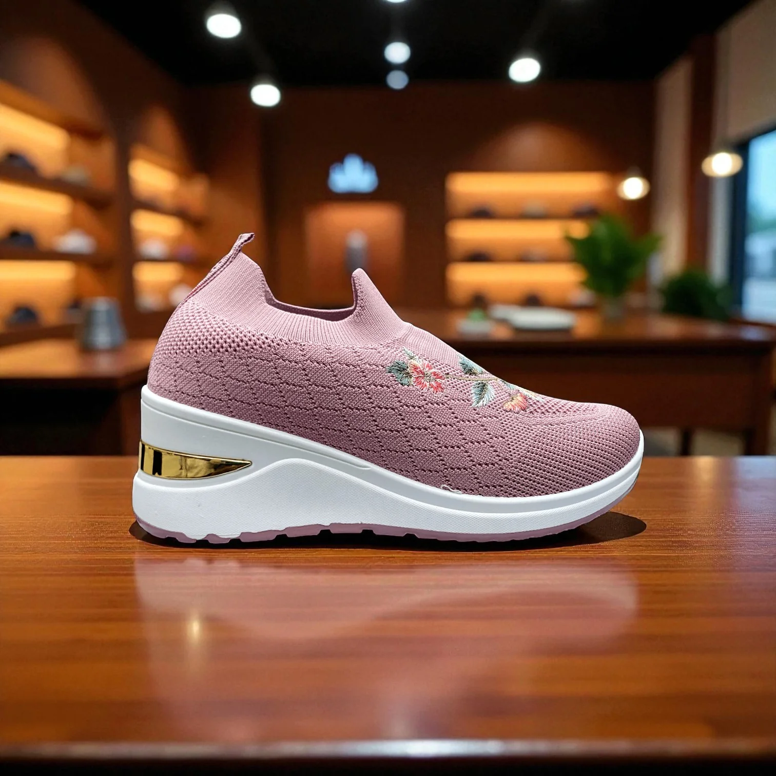 406 - Pink Bloom Knit Sneaker - Image 4