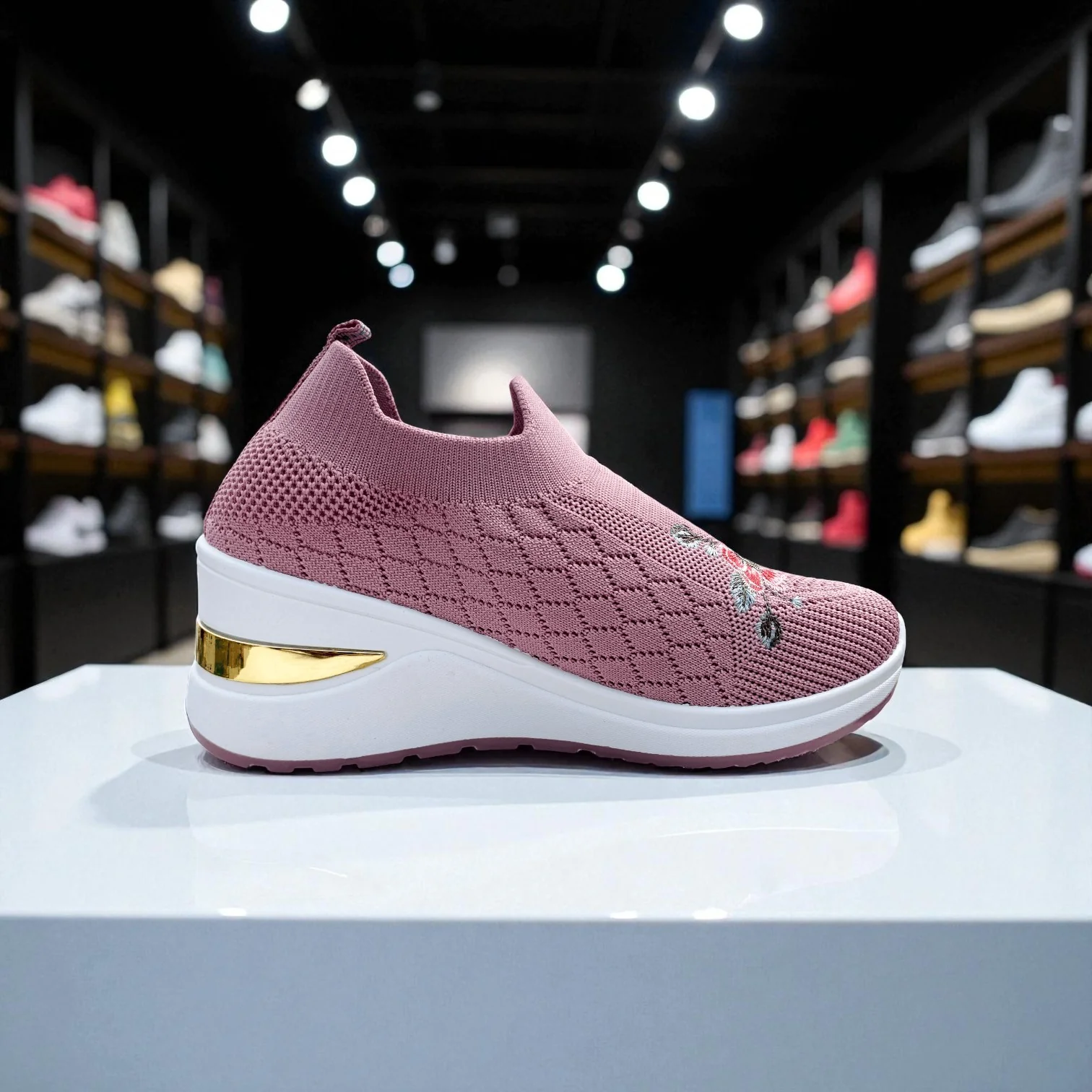 406 - Pink Bloom Knit Sneaker - Image 6