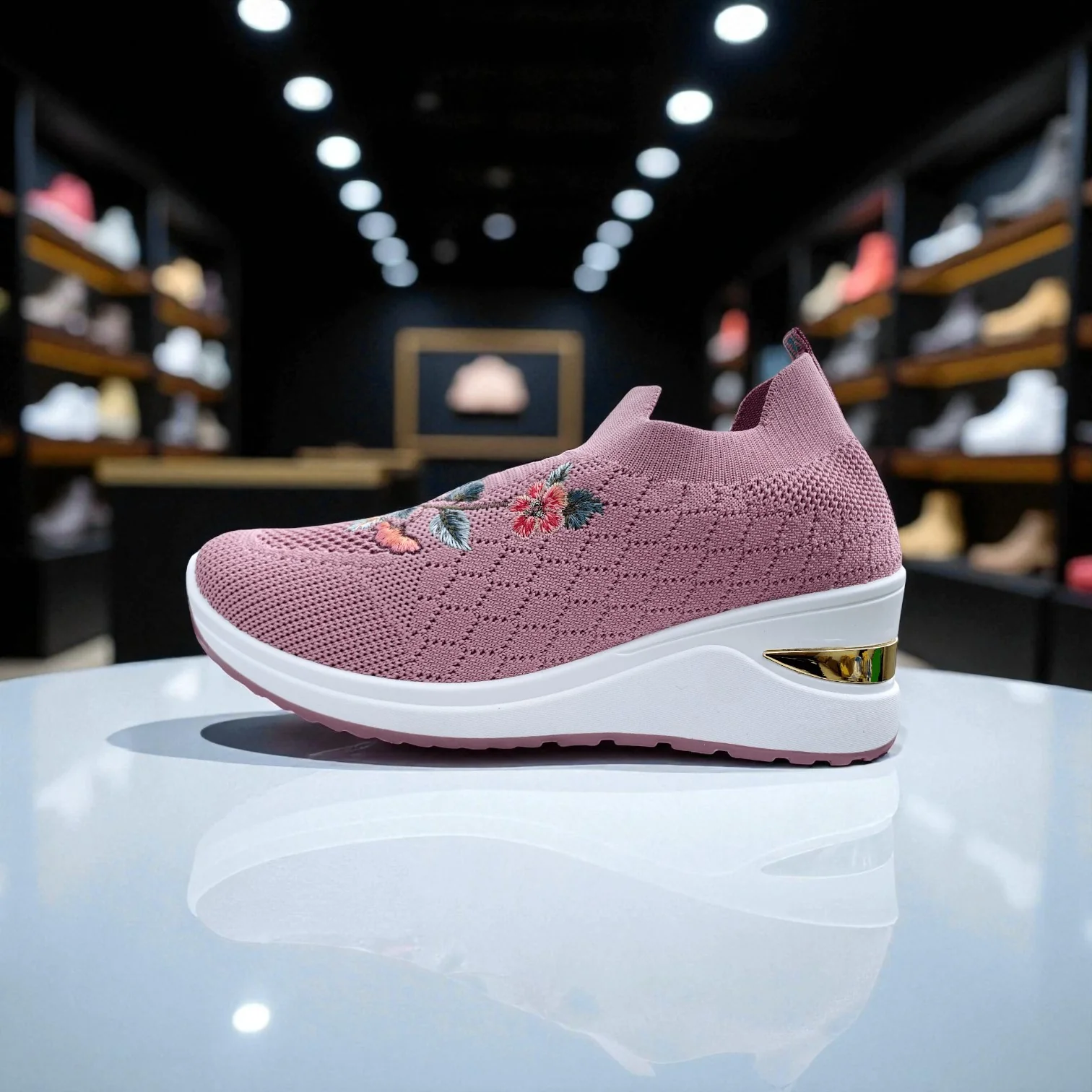 406 - Pink Bloom Knit Sneaker - Image 7