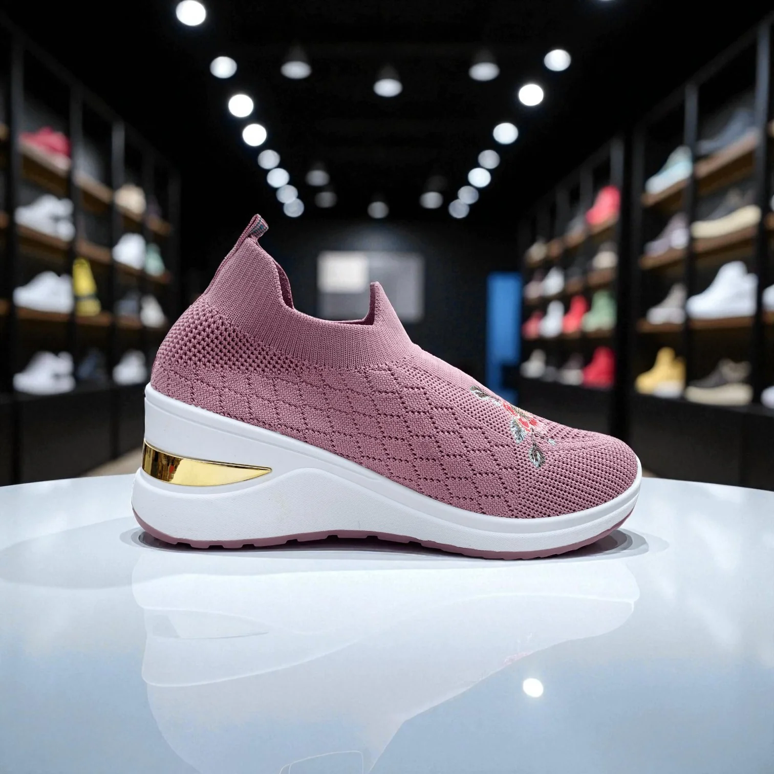 406 - Pink Bloom Knit Sneaker - Image 9